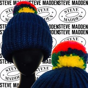 STEVE MADDEN Women’s Rainbow Pom-Pom Winter Hat